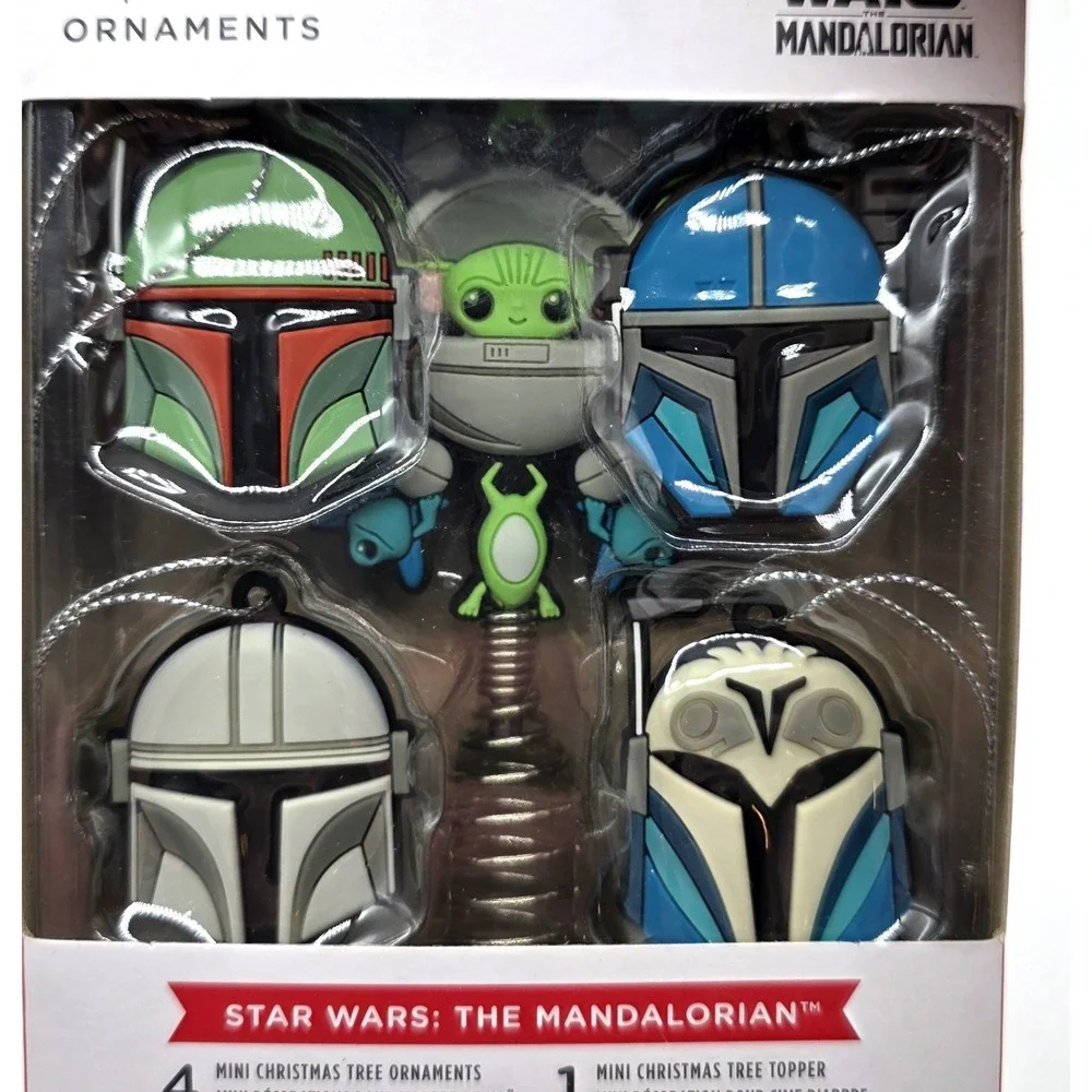 Hallmark Star Wars The Mandalorian 4 Mini Ornaments & Tree Topper Christmas New